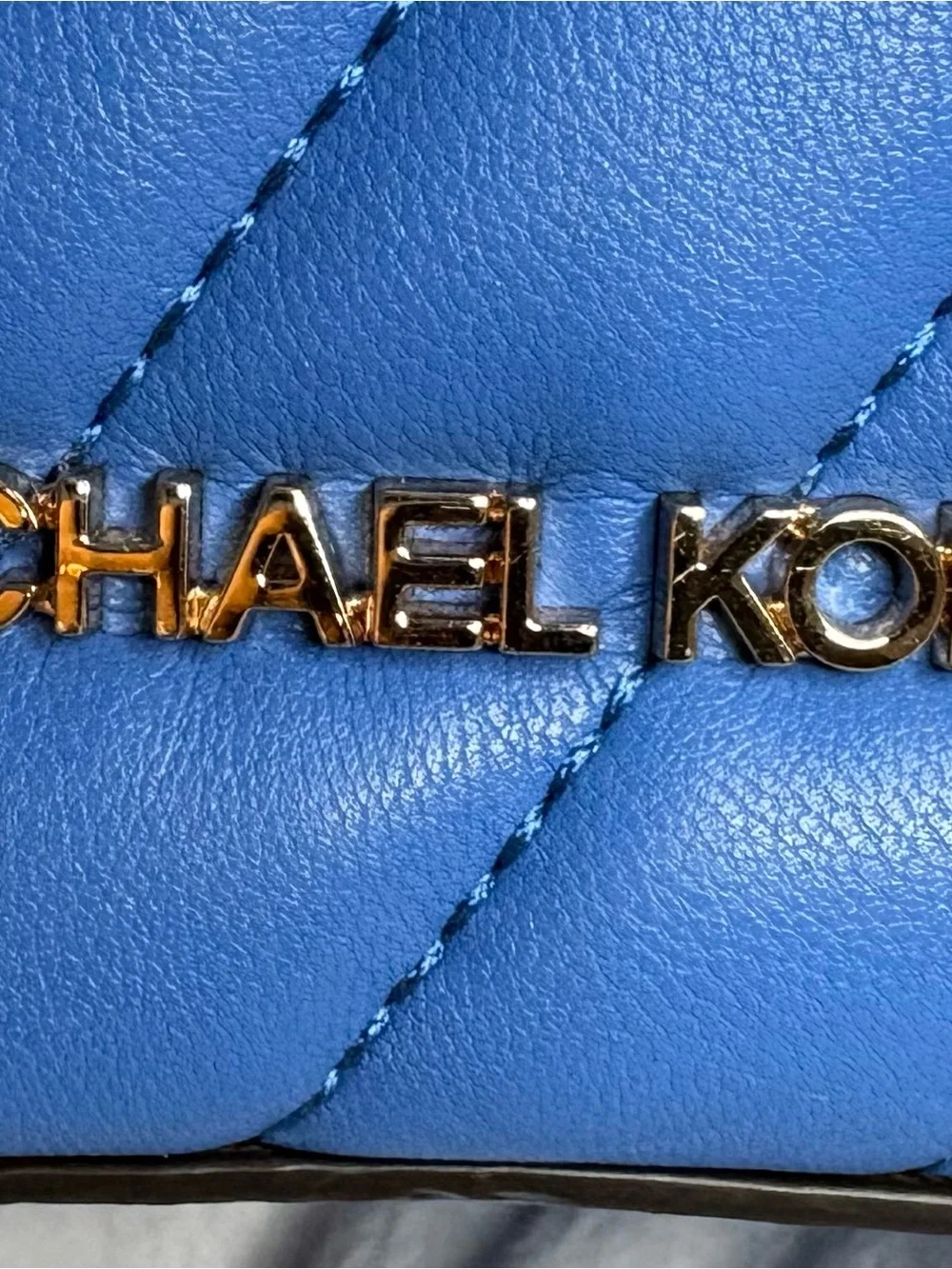 Michael Kors Bright Blue Quilted Leather Drawstring Shoulder Bag